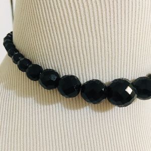 Vintage 1950’s Black Faceted Glass Bead Choker